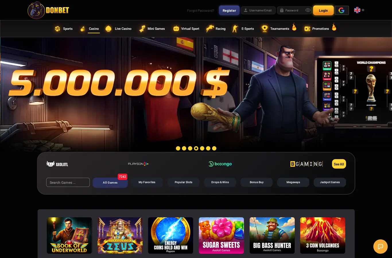 Donbet - Casino and sportsbook lobby